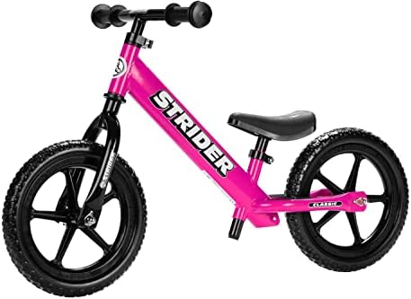Strider - 12 Classic Kids Balance Bike, No Pedal Training Bicycle, Lightweight Frame, Flat-Free Tires, for Toddlers and Children Ages 18 Months to 3 Years Old, Pink