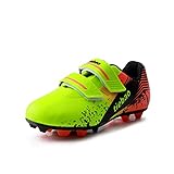 Saekeke Fussballschuhe Kinder Fußballschuhe Jungen Mädchen rutschfest Low Top Outdoor Trainingsschuhe Für Unisex Grün orange 33EU