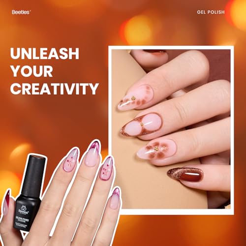 Image of Beetles Gel Nail Polish Set - Opulent Glow Cat Eye Gel Polish, 20 Colors Red Orange Yellow Glitter Brown, Soak Off UV LED with Base Glossy Matte Top Coat for DIY Manicure Gift for Women