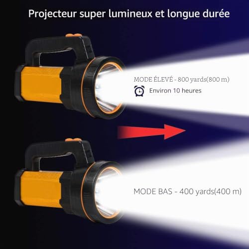 MAYTHANK Lampe Torche Led Ultra Puissante Rechargeable Lampe de Poche Grande Capacité Longue Durée, Haute 6000 Lumen Longue Portée, avec lanterne – vue 4