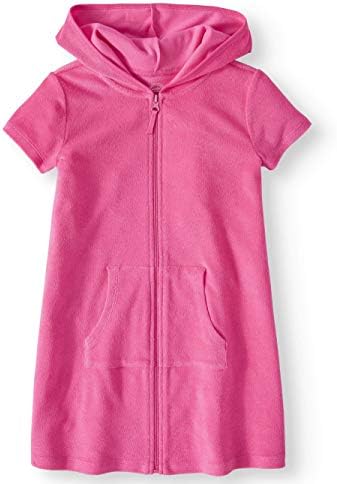 Wonder Nation Girls Hooded Zip Front Terry Swimsuit Cover Up Pink M 7/8