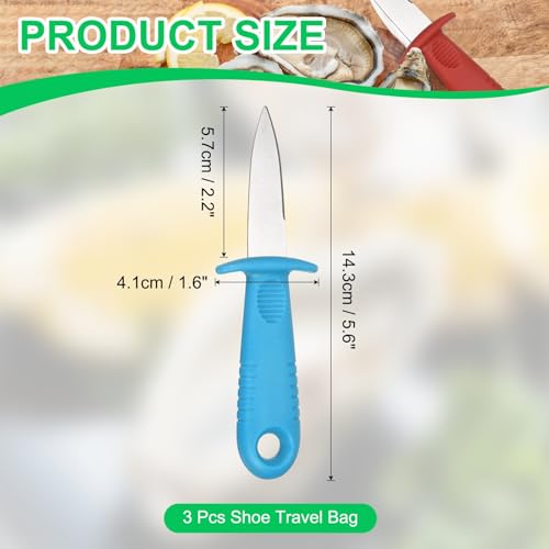 uxcell 3 Pcs Stainless Steel Oyster Shucking Knife, Oyster Shucking Shell Opener Knife Non-Slip for Shellfish Opening Seafood Restaurants Home Use, Light Blue by uxcell - Image 2