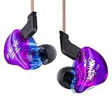 KBEAR K01 in Ear Monitor Headphones Immersive Bass IEMS Earphones for Gaming, Noise Cancelling Earphones Wired Earbuds with 1DD for Computer Laptop School, 3 Years Warranty (Without Mic, Blue-Purple)