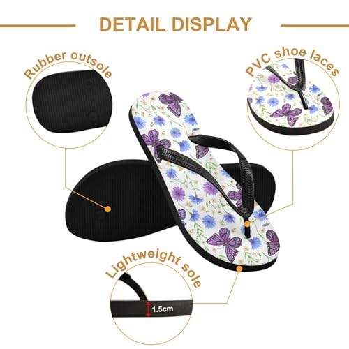 Burbuja Butterflies Flip Flops for Women Men, Soft Thong Sandals Rubber Slippers for Pool Beach Essentials3