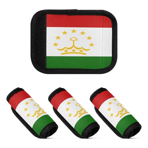 2 fundas para asa de equipaje, identificadores de maleta para bolsa de compras, Bandera nacional de Tayikistán, one sizex4