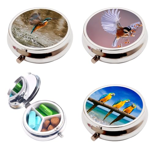 3pcs Pill Box,3 Compartment Small Pill Case for Purse, Cute Mini Medicine Organizer Travel Pill Organizer,Portable Pill Containe