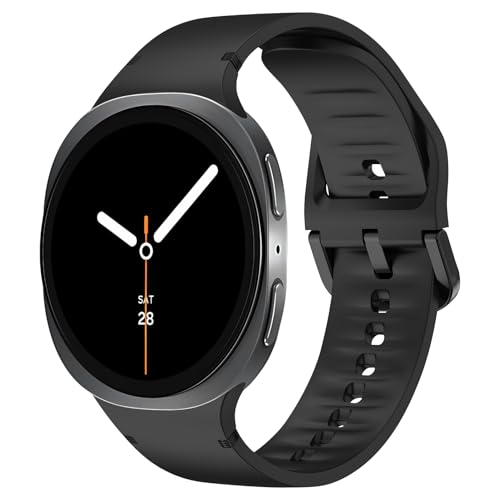 Rorupopo for Galaxy Watch 8 Bands 40mm 44mm Classic 46mm,No Gap Silicone Sport Bands Strap Compatible with Samsung Galaxy Watch 8 and 8 Classic 40mm 44mm 46mm Band-Black