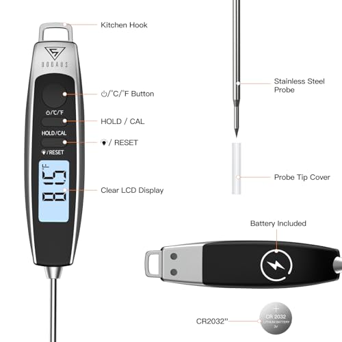 DOQAUS Digital Meat Thermometer, Instant Read Food Thermometer for Cooking Kitchen Candy with Super Long Probe for Turkey Water Grill Smoker Oil Deep Fry - Thumbnail 6
