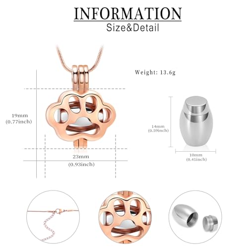 QGJNSGC Pet Cremation Jewelry for Ashes for Dog Cat Paw Print Memorial Locket Urn Necklace with Mini Case Keepsake Cremation Jewelry for Women/Men - Image 2