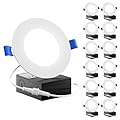 Sunco 12 Pack 4 Inch LED Recessed Lights, Slim Canless Ceiling Lighting, 650 LM, 10W (60W Equivalent), 3000K Warm White, Dimmable, Wafer Thin, Ultra Thin with Junction Box ETL.