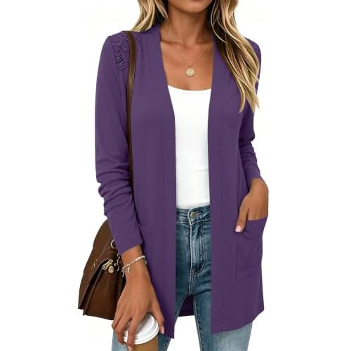 Rapbin Womens Lightweight Cardigan Long Sleeve Open Front Sweater Cardigans