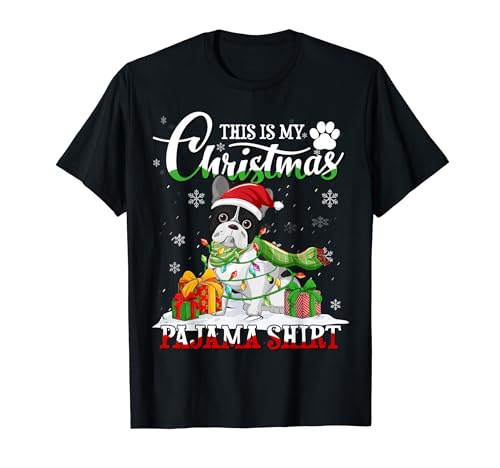 This is My Christmas Pijama Shirt Bulldog Christmas Lights Camiseta