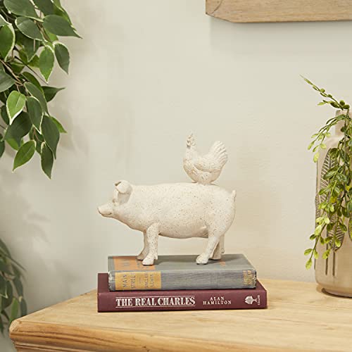 Deco 79 Farmhouse Polystone Farm Animals Sculpture, 8" X 3" X 8", Beige #TOP1