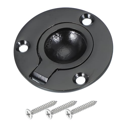 PATIKIL 2" Flush Pull Ring Handles, 316 Stainless Steel Round Recessed Door Pull Hidden Boat Hatch Latch with Screws for Marine Yacht Furniture, Black