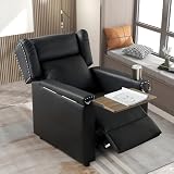 RARZOE Recliner Chair, Recliner Sofa PU Leather for Adults, Recliners Home Theater Seating with Lumbar Support, Adjustable Reclining Sofa Chair for Living Room Bedroom Home Office(Black)