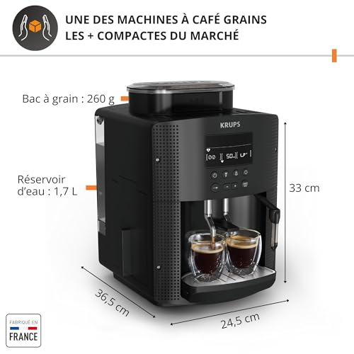 Krups Essential, Machine espresso entièrement automatique, Réglage de la longueur du café, 3réglages de mouture, Buse vapeur, EA81P8E0, Noir – Image 5