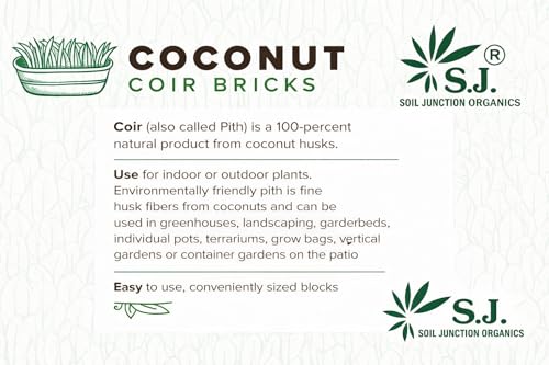 Image of SJ Organics Cocopeat Bricks (Pack of 2 x 1kg) - Premium Sterilized Coco Soil for Potting Mix | Enhanced Aeration for Root Growth | Ideal for Balcony Garden & Flower Pots