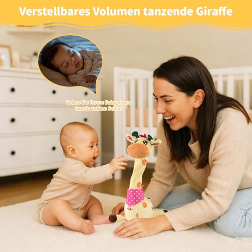 Licht Singing Giraffe Kuscheltier - Light Up and Voice Repeating Feature, Dancing Interactive Doll, Giraffe Kuscheltier, Baby Ermutigen Sprachspielzeug, Geburtstagsgeschenke für Jungen Mädchen