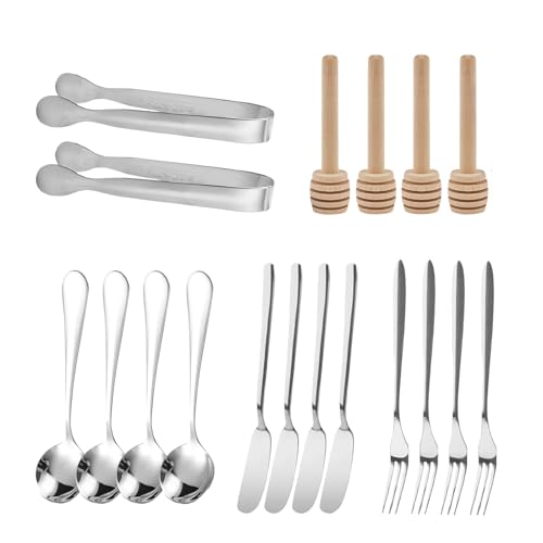 Ensemble de cuillères et de fourches, fourche et cuillère,Ensemble de couverts de couverts de couverts en acier inoxydable de 18 pièces - Cuisine, outil à manger, vaisselle pour les glaçons, le sucre,