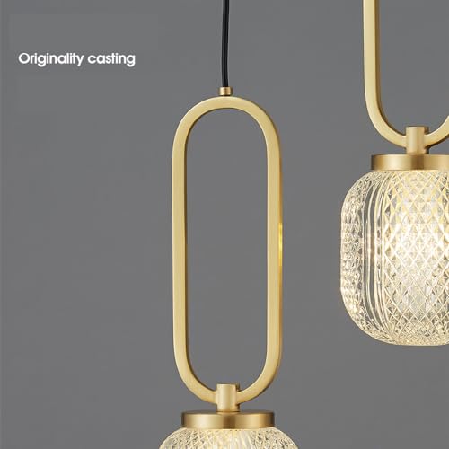 Lámpara colgante de latón antigua de 2 luces con tulipa de cristal para baño y salón 4
