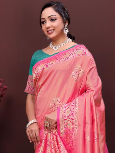 Image of Women's Banarasi Art Silk Woven Design Saree With Unstitched Blouse Piece I Traditional Indian Ethnic Wear
