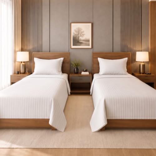 Image of Living Roots Glace Cotton 180 TC Single Bedsheet Set with 2 Single Bedsheets & 2 Pillow Covers |60 x 90 Inches |Soft, Breathable & Durable |Fits Mattress up to 4 Inches |No Colour Bleeding (White)
