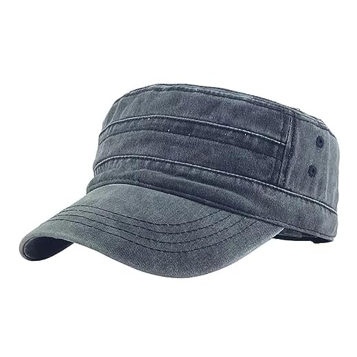 ccHuDE Boné plano básico para o dia a dia boné de sarja perfil baixo boné liso em branco ajustável com alça traseira, Preto, head circumference 56-60 cm