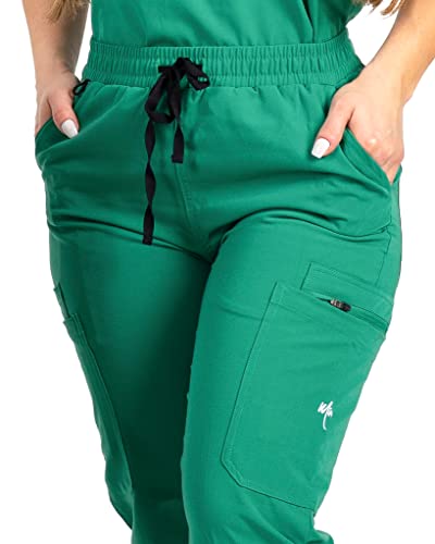 Image of Mim Jogger Scrub Pants for Women, Skinny Leg Joggers, Burgundy, Black, Navy Blue, Green