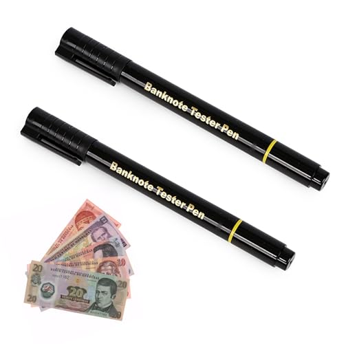 iLamvie Pack 2 Detectores de Billetes Falsos - Rotulador de Billetes Falsos - Detectores de Euros, Dólares y Libras, Tinta Duradera, Negro