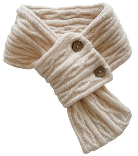 Solyinne Cute Mini Neck Warmer Scarf for Woman Knit Neck Gaiter with Two Buttons Outdoor Activities