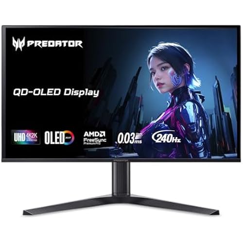 Acer Predator 26.5in 4K 3840x2160 QD-OLED 240Hz Gaming Monitor X27 X1