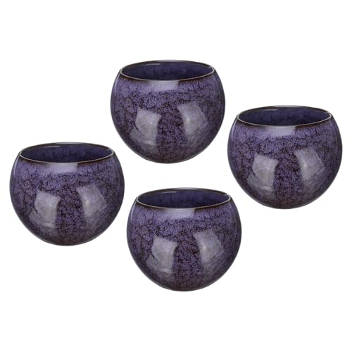 QUARKZMAN 4pcs Bols À Thé Faits À La Main 150ml / 5oz Changement Four Chinois Japonais Tasse À Thé Céramique Ensemble Thé Gong Fu Pour Bureau Maison Cadeaux, Violet