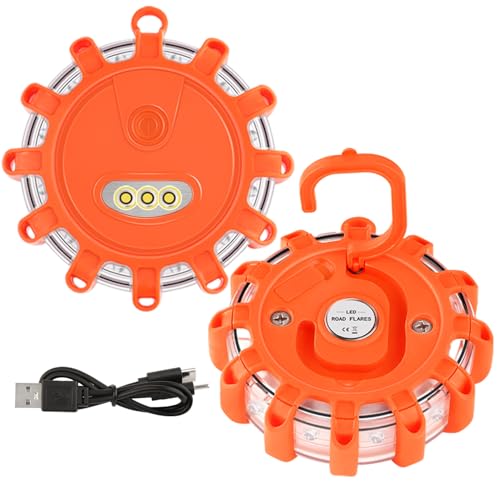 VANCLE USB-C Rechargeable LED Road Flares Roadside Emergency Light, Safety
