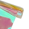 ONEART | 30 Gauge Holographic Clear Vinyl Roll, 12" x 54" Waterproof Iridescent Transparent TPU Jelly Plastic Fabric for DIY Crafts-Holographic Red #1