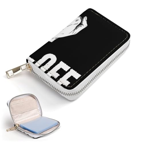 Men Women Credit Card Wallet with 20 Slots, Pu Leather Card Holder Organizer Bag Funny Rude Fuck Off Black Zipper Slim Wallet2