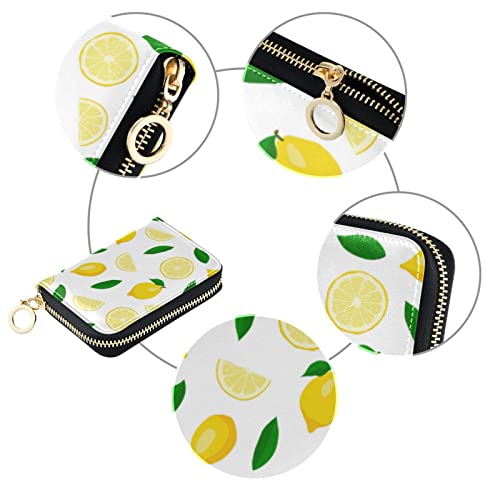 OTVEE Cute Lemons Fruit Credit Card Wallet, Microfiber Leather Zipper RFID Card Case Holder for Women3