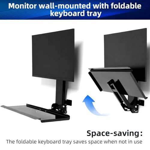 All-in-One Monitor Wall Mount with Keyboard Tray Set for Mac mini/Small PCs | Monitor and Keyboard Wall Mount Fits 17"-32" Screens VESA 75/100 | Foldable 26" Platform with Integrated Mouse Space by TooCust - Used condition - Image 7