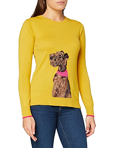 Joules Women's Crew Neck Sweater, Gold Dog, 8 #TOP14