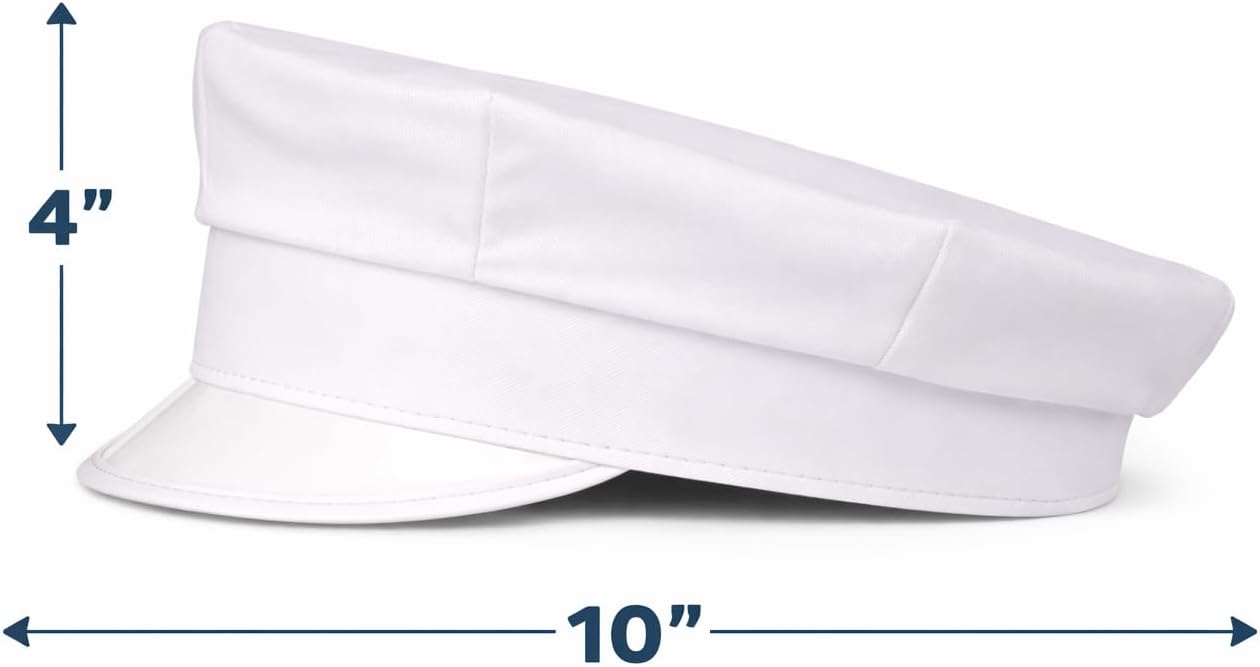 Milkman Hat | Retro Milk Delivery Hat | Milk Man Cap | Classic Dairy Delivery Driver Hats | Milkman Costume Accessories | 1950s Retro Costume Accessory | Delivery Man Costume | White | 4" X 10"
