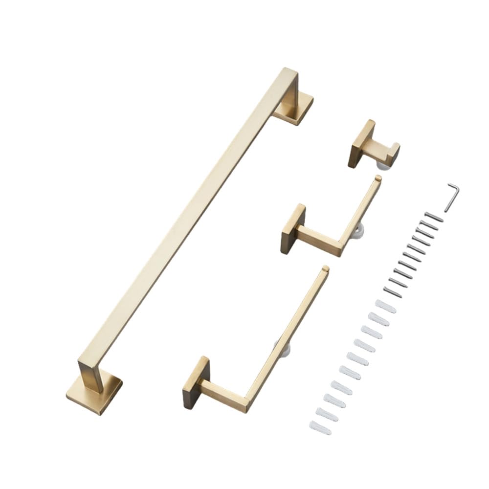 Genérico Toallero de Barra Juego de Accesorios de baño, Soporte para Rollo de Papel higiénico, Colgador de Bata, Kit de Accesorios de Acero Inoxidable, Juego de Oro Cepillado, uno
