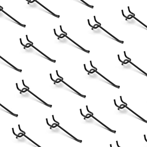 HUHOLE Lochwand Haken 10 cm, 25 Stück, Schwarz, extra stabil und robustes，Pegboard Zubehör für Werkzeugwand, Garage, und Einzelhandel, Haken für Lochwand passend für 25 mm Lochabstand und 6 mm Loch