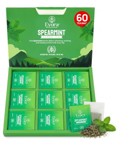 EVORA Spearmint Tea - 60 Double Chamber Bags of Dried Spearmint Tea Leaves