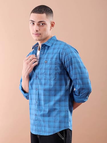 Image of The Indian Garage Co Men Slim Fit Abstract Printed Full Sleeves Spread Collar Casual Shirt