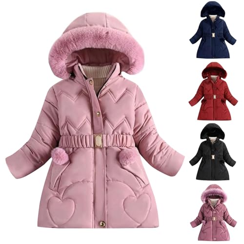 Girl Removable Hood Heavyweight Puffer Jacket Kids Parka Hooded Winter Coats Winter Fleece Snow Outwear Down Coat