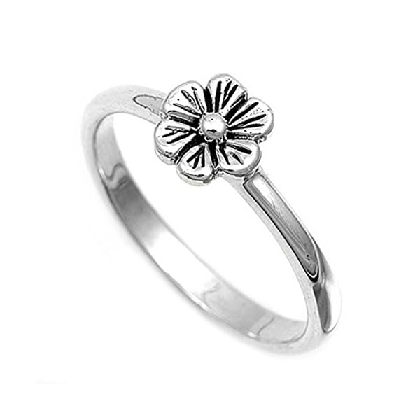 Sterling-Silver-Womens-Simple-Flower-Ring-Unique-925-Band-8mm-New-Sizes-4-12 Sterling Silver Women's Simple Flower Ring Unique 925 Band 8mm New Size 5
