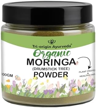 Tri- Origin Ayurveda 100% Pure Moringa Powder 100gm Good for Hair, Skin & Overall Wellness, Rich in Antioxidant Drumstick Leaf Powder