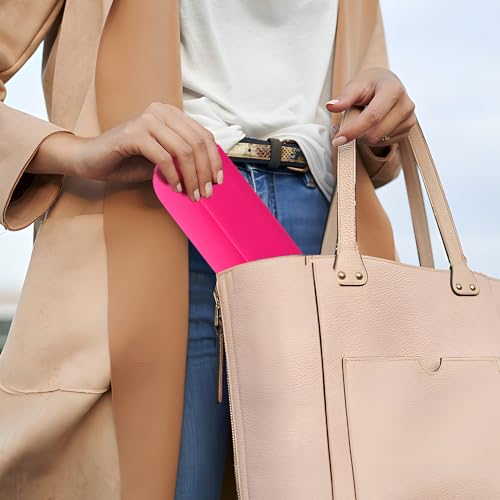 Silicone Makeup Brush Holder Travel Cosmetic Bag：Soft Portable Cosmetic Face Brushes Holder with Upgrade Anti-Fall Out Magnetic Closure, Large Travel Makeup Brush Case - Babbie Pink