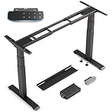 COREMINDED Dual Motor Standing Desk Frame – Heavy Duty, Powerful, 3 Stages Electric Height Adjustable Stand Up Desk Frame for Workstations with LCD Controller & Extras (Black)
