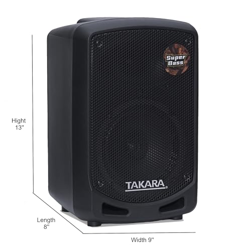 Takara T-7106 a Karaoke Speaker 6.5 Inch Portable Multimedia Bluetooth, with Recording, USB, PA System with 2 Wireless Mic, FM. 4