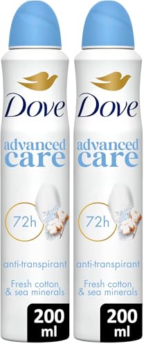 DOVE Déodorant Spray Anti-Transpirant Apaise & Aide à réparer - Fresh Cotton & Sea Minerals - 72h de protection - 200ml (Lot de 2)